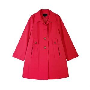 London Fog Women’s Trench Raincoat Size M Magenta Pink Lined Spring Fall